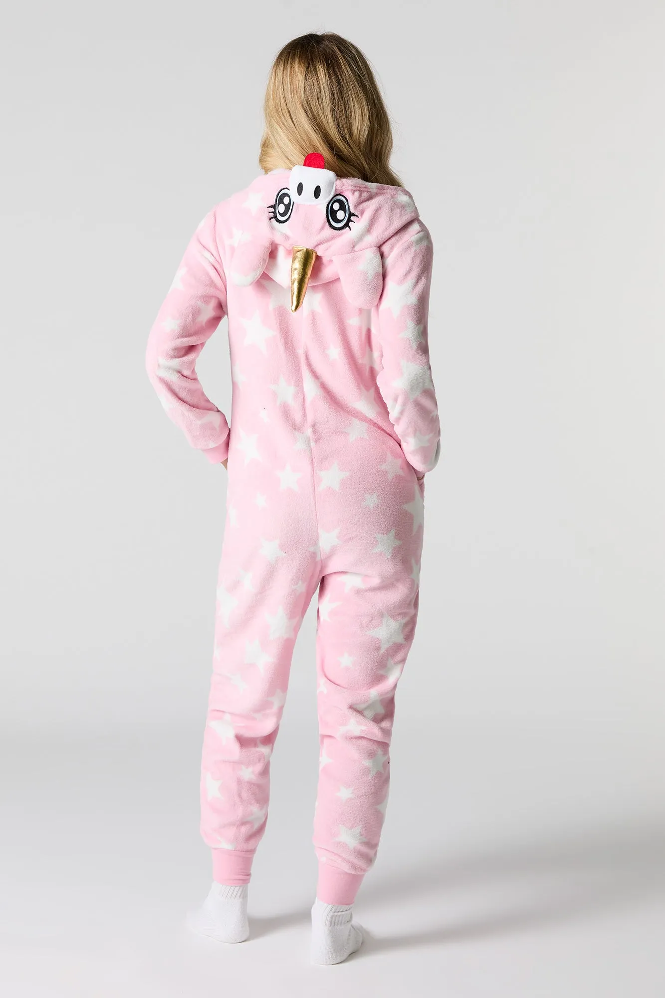 3D Unicorn Star Print Plush Onesie