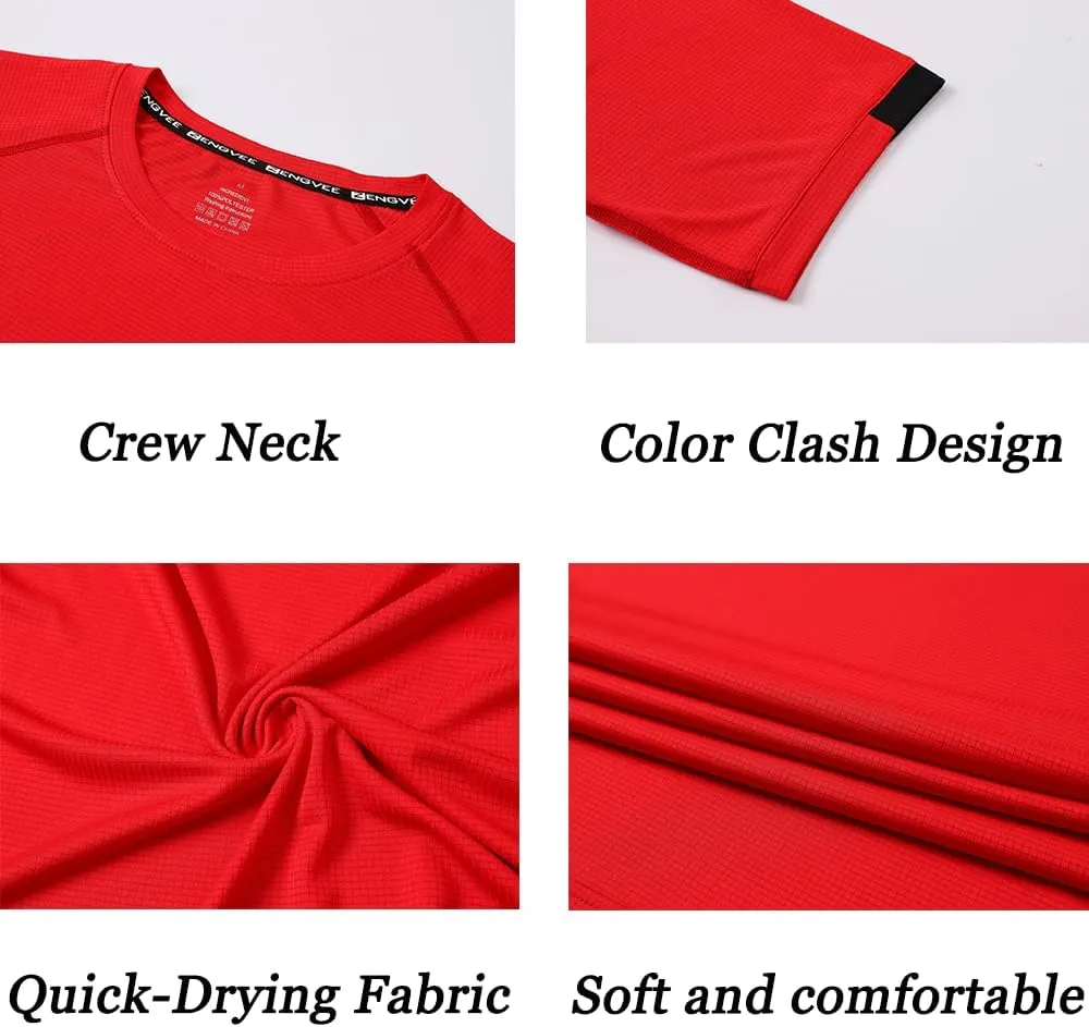5 Pack Workout Shirts for Men Quick Dry Crew Neck Short Sleeve Tee Tops Moisture Wicking Athletic Light Gym T-Shirts