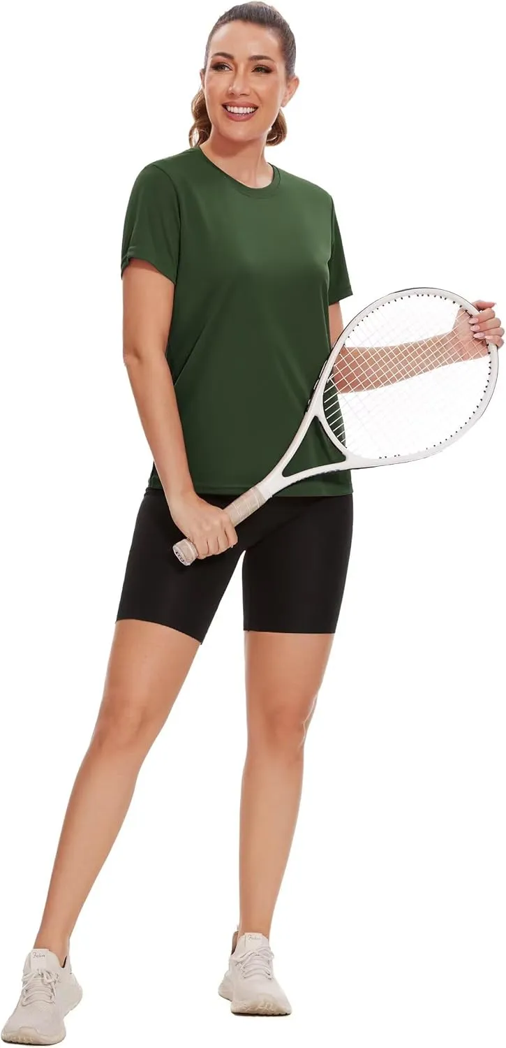6 Pack Workout Tops for Women Short Sleeve UPF Sun Protection Athletic T Shirts Quick Dry Tennis Yoga Running Crew Neck Tee