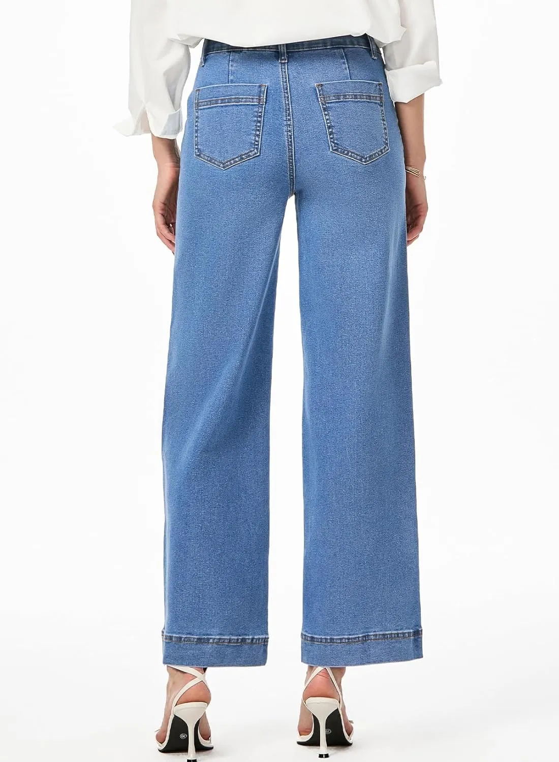 Astylish Womens High Waisted Wide Leg Jeans Cropped Straight Leg Denim Pants