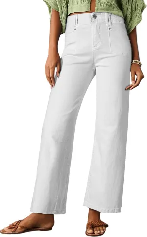 Astylish Womens Wide Leg Jeans High Waisted Stretchy Buttoned Denim Pants Trendy 2025 with Pocket