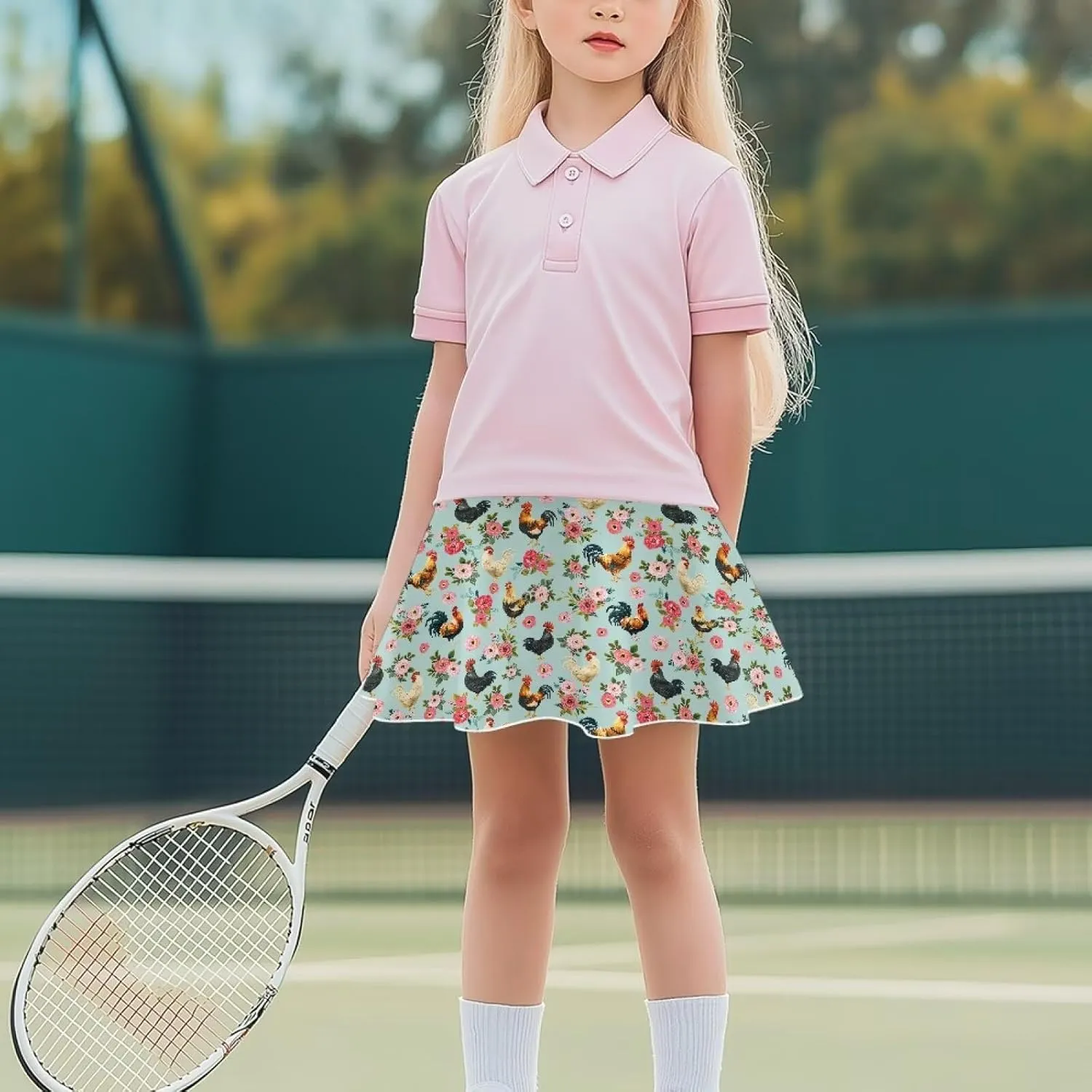 Athletic Skort with Pocket for Girls 5-14 Lightweight Breathable Flowy Skirt Built in Shorts