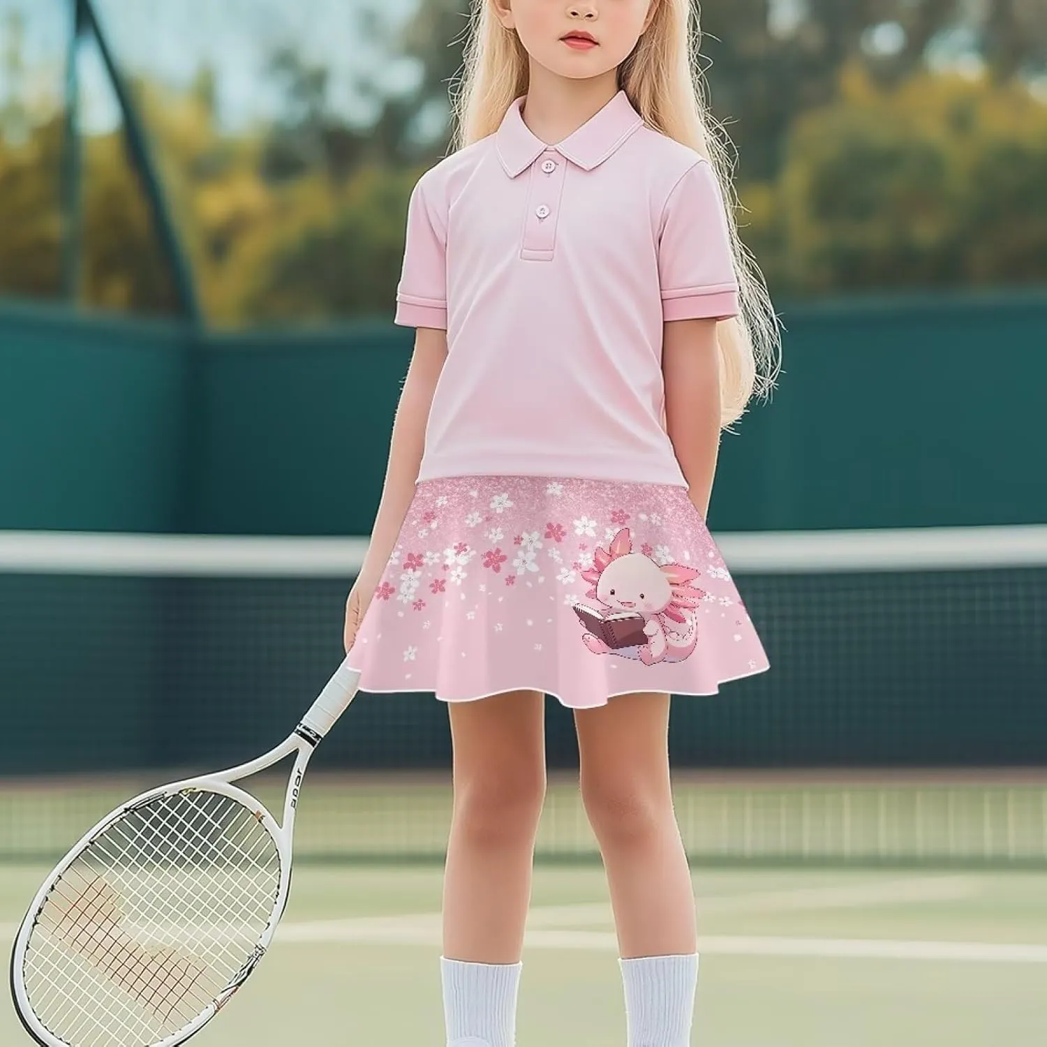 Athletic Skort with Pocket for Girls 5-14 Lightweight Breathable Flowy Skirt Built in Shorts