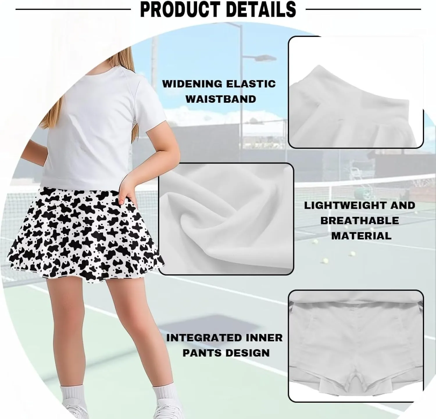 Athletic Skort with Pocket for Girls 5-14 Lightweight Breathable Flowy Skirt Built in Shorts