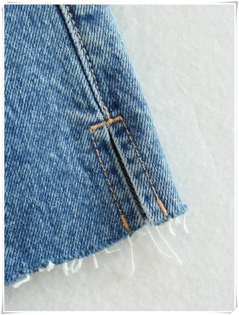 Back Bandage Jeans Crop Short & Top