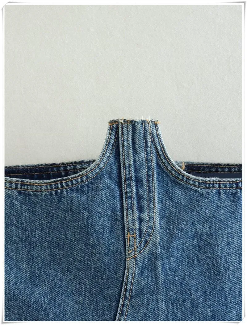 Back Bandage Jeans Crop Short & Top