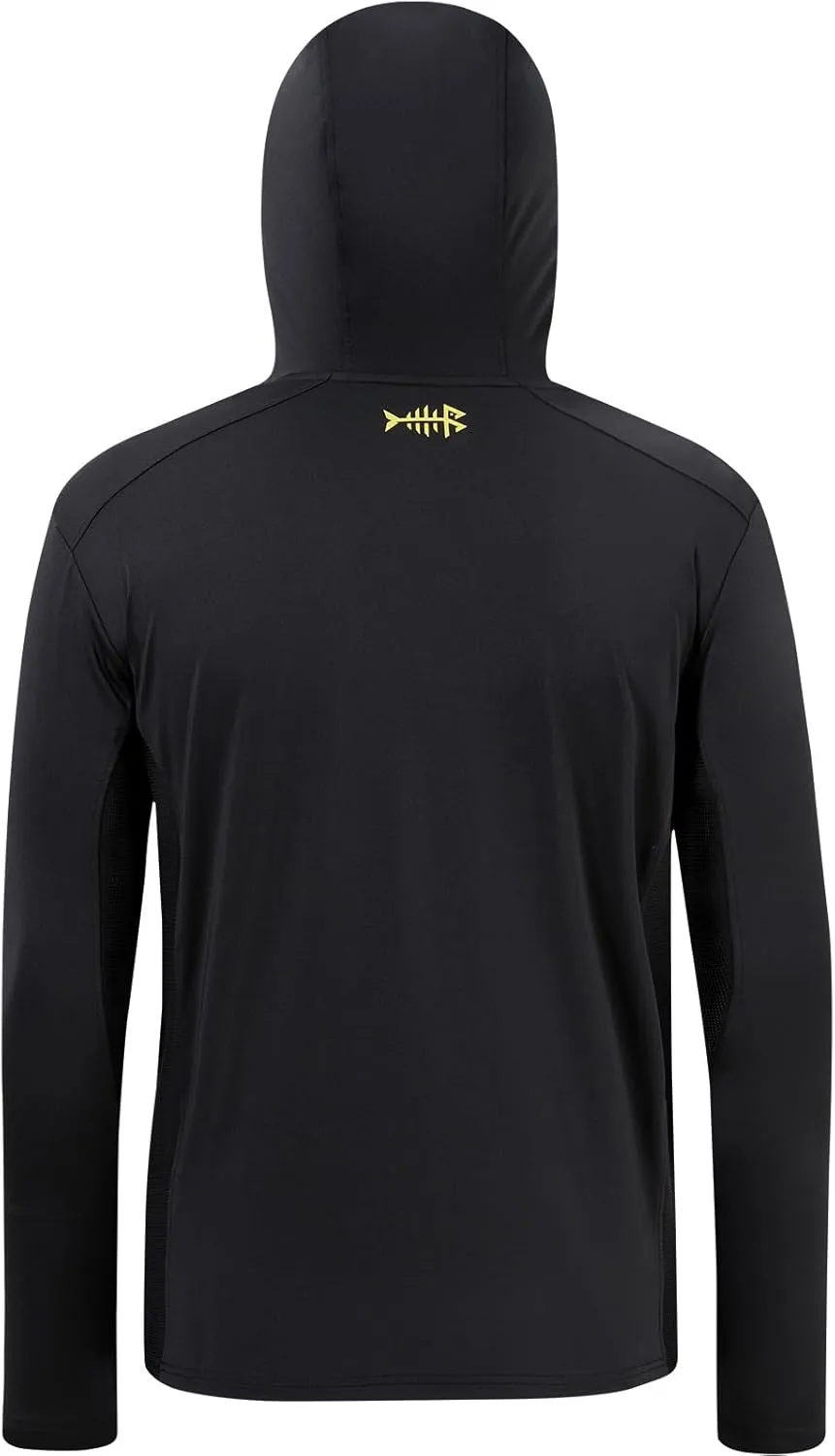 BASSDASH Mens UPF 50  Drawstring Fishing Hoodie Shirts UV Sun Protection Long Sleeve Outdoor Hiking Hooded T-Shirts FS33M