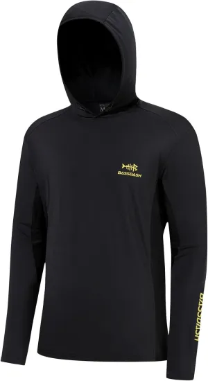 BASSDASH Mens UPF 50  Drawstring Fishing Hoodie Shirts UV Sun Protection Long Sleeve Outdoor Hiking Hooded T-Shirts FS33M