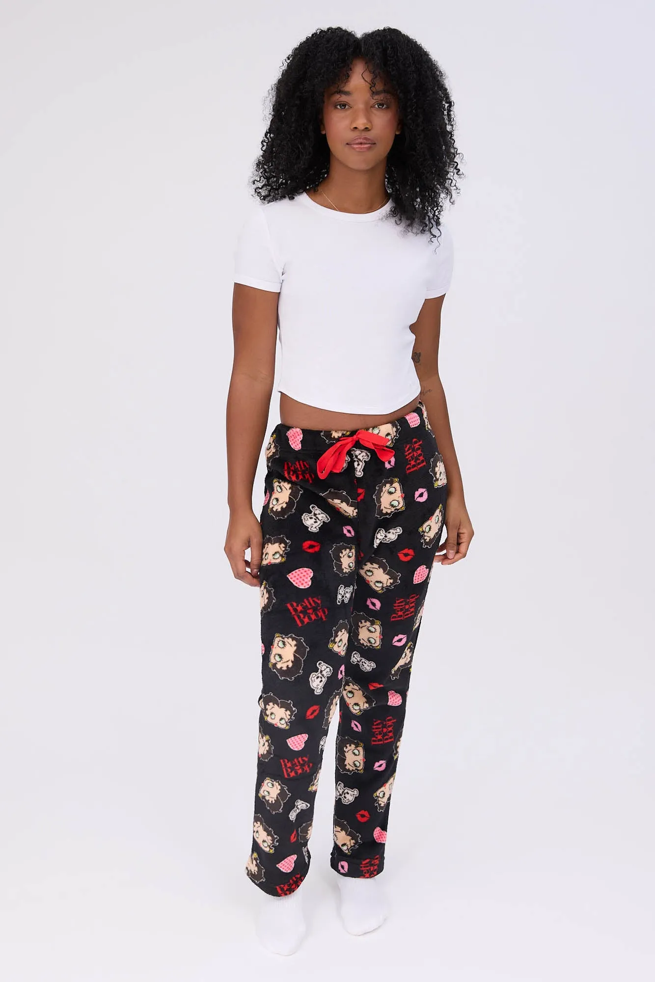 Betty Boop Printed Plush Pajama Bottoms