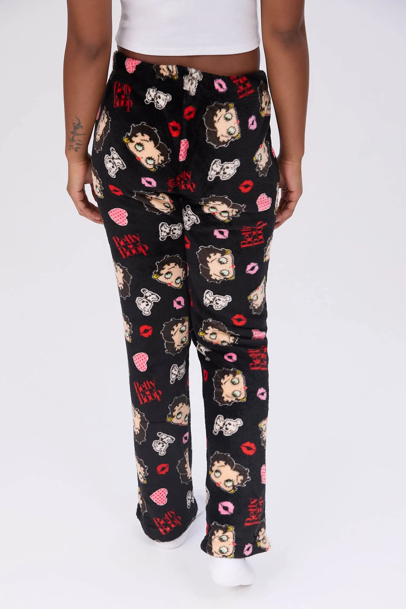 Betty Boop Printed Plush Pajama Bottoms