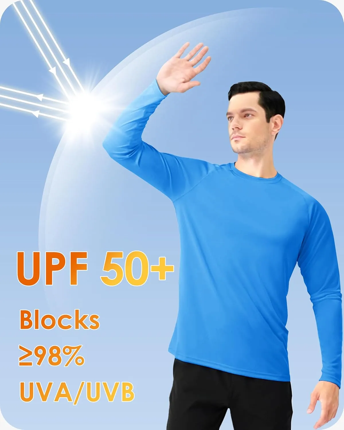Boladeci Men's UPF 50  Sun Protection UV SPF Shirts Long Sleeve Lightweight Quick Dry Swim T-Shirts Rash Guard