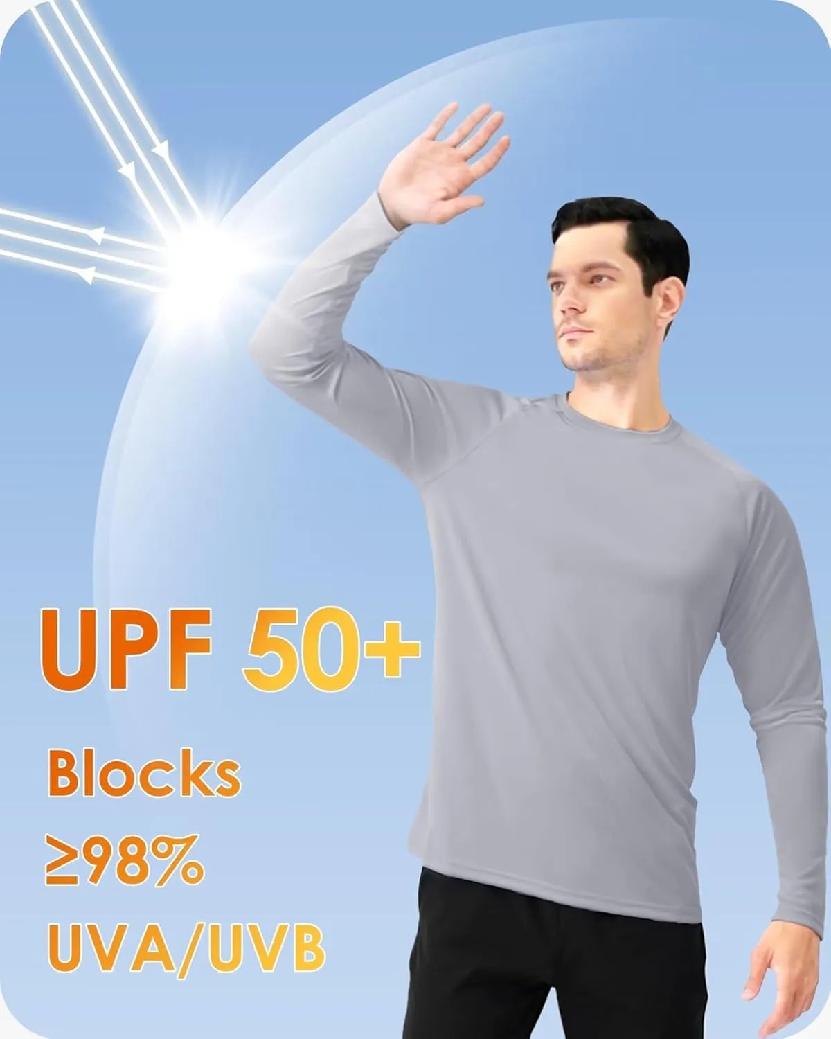 Boladeci Men's UPF 50  Sun Protection UV SPF Shirts Long Sleeve Lightweight Quick Dry Swim T-Shirts Rash Guard