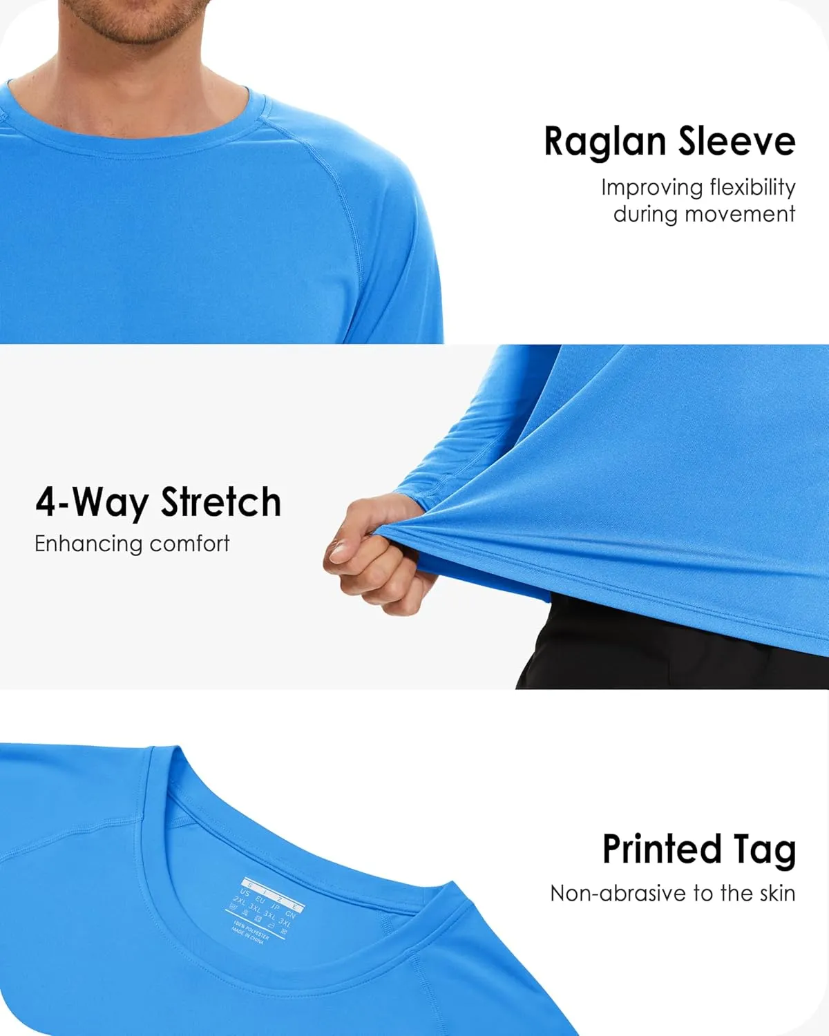 Boladeci Men's UPF 50  Sun Protection UV SPF Shirts Long Sleeve Lightweight Quick Dry Swim T-Shirts Rash Guard