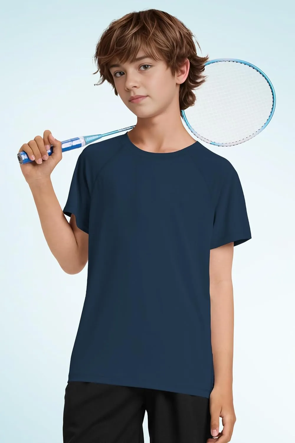 Boys UPF 50  Mesh Athletic Quick Dry T-Shirts Moisture Wicking Active Short Sleeve Mesh Shirts Tops for Boys