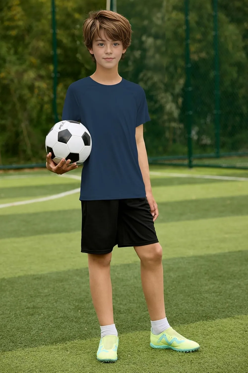 Boys UPF 50  Mesh Athletic Quick Dry T-Shirts Moisture Wicking Active Short Sleeve Mesh Shirts Tops for Boys