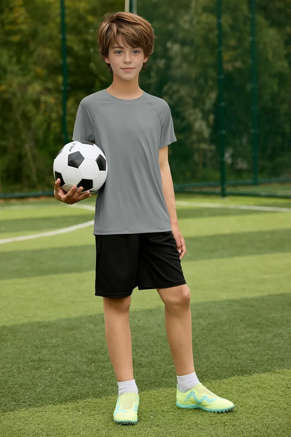Boys UPF 50  Mesh Athletic Quick Dry T-Shirts Moisture Wicking Active Short Sleeve Mesh Shirts Tops for Boys