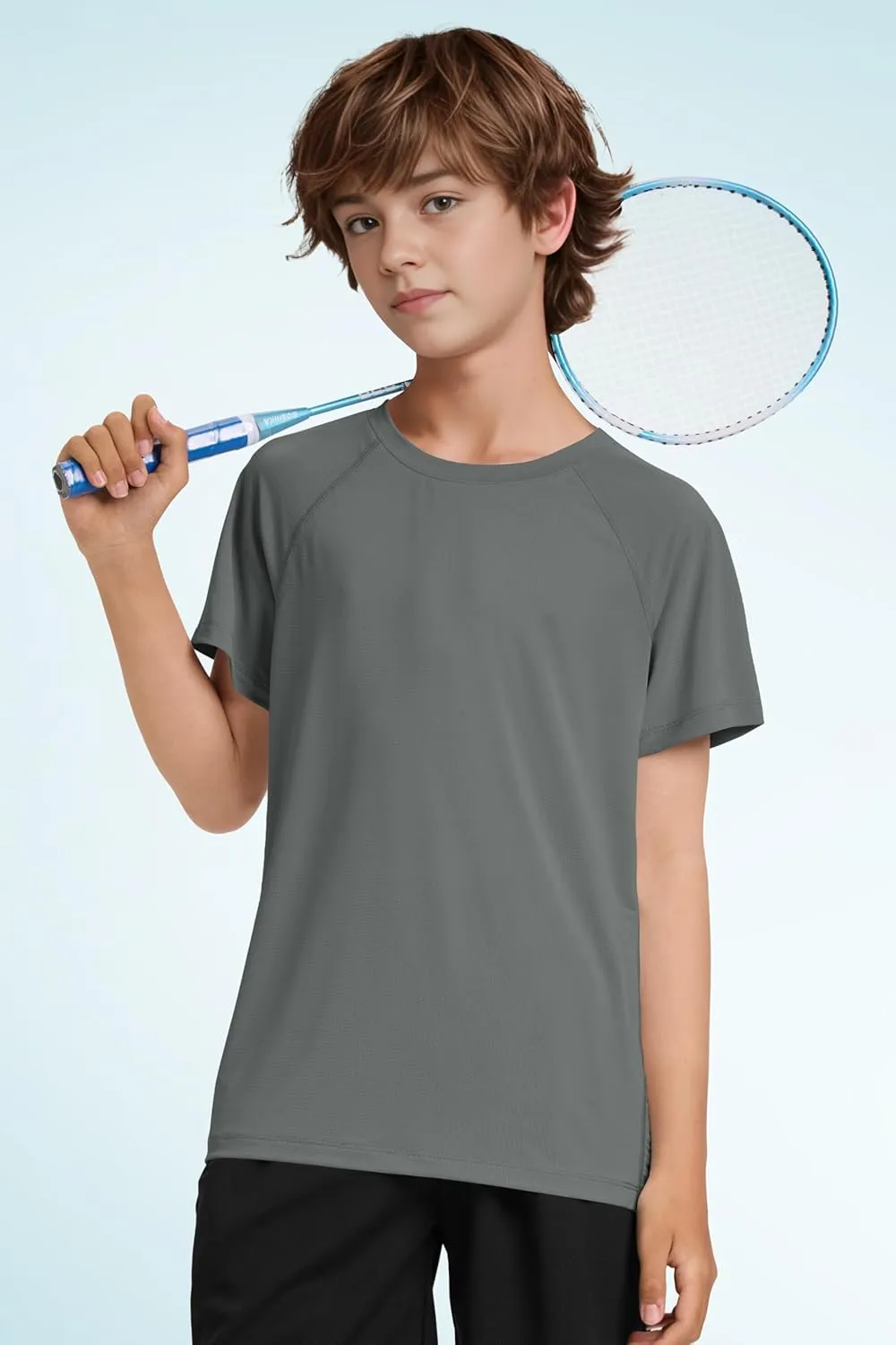 Boys UPF 50  Mesh Athletic Quick Dry T-Shirts Moisture Wicking Active Short Sleeve Mesh Shirts Tops for Boys