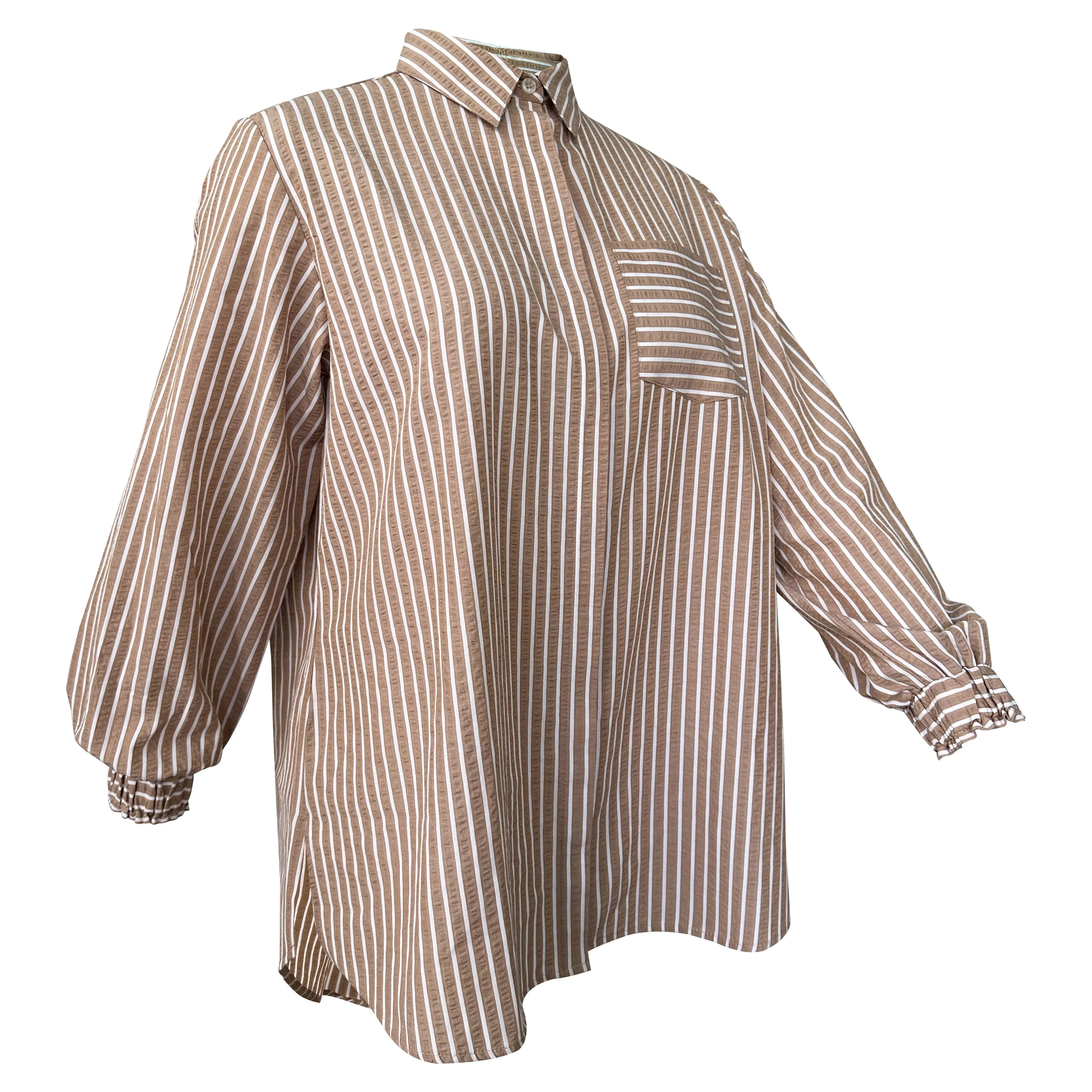 Elora Sheersucker Blouse - Brown Stripe