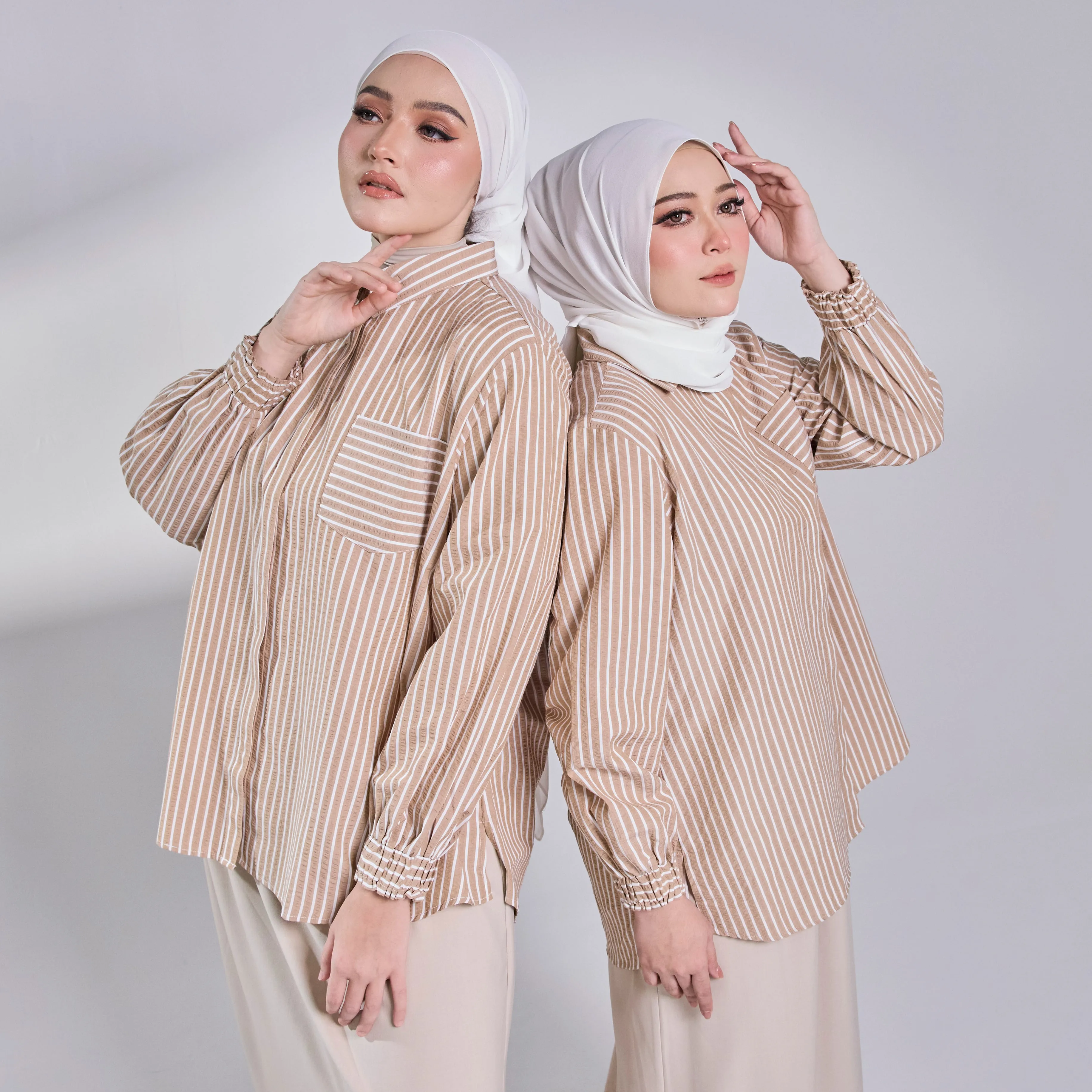 Elora Sheersucker Blouse - Brown Stripe