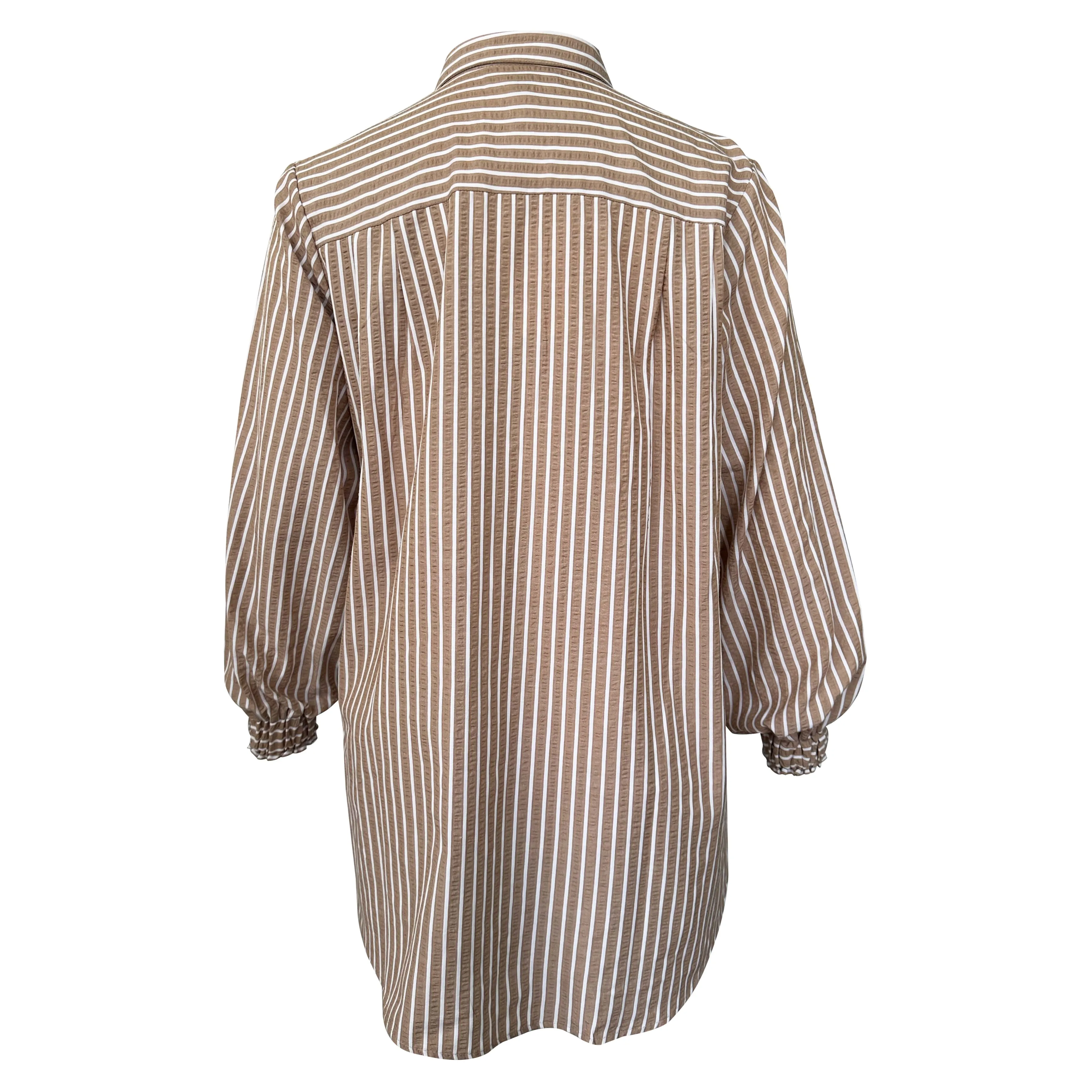 Elora Sheersucker Blouse - Brown Stripe