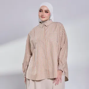 Elora Sheersucker Blouse - Brown Stripe