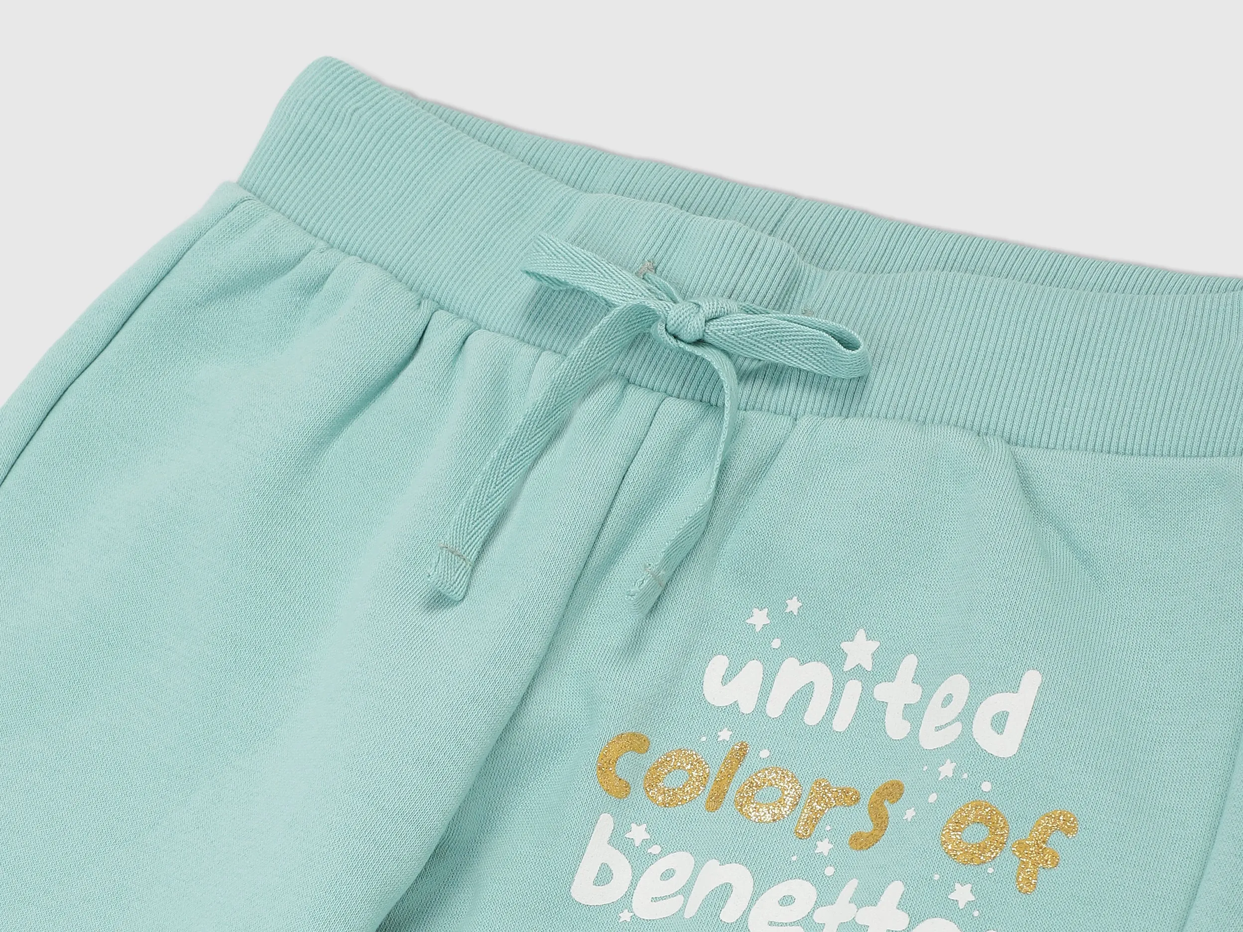 Girls Green Knitted Logo Joggers