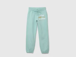 Girls Green Knitted Logo Joggers