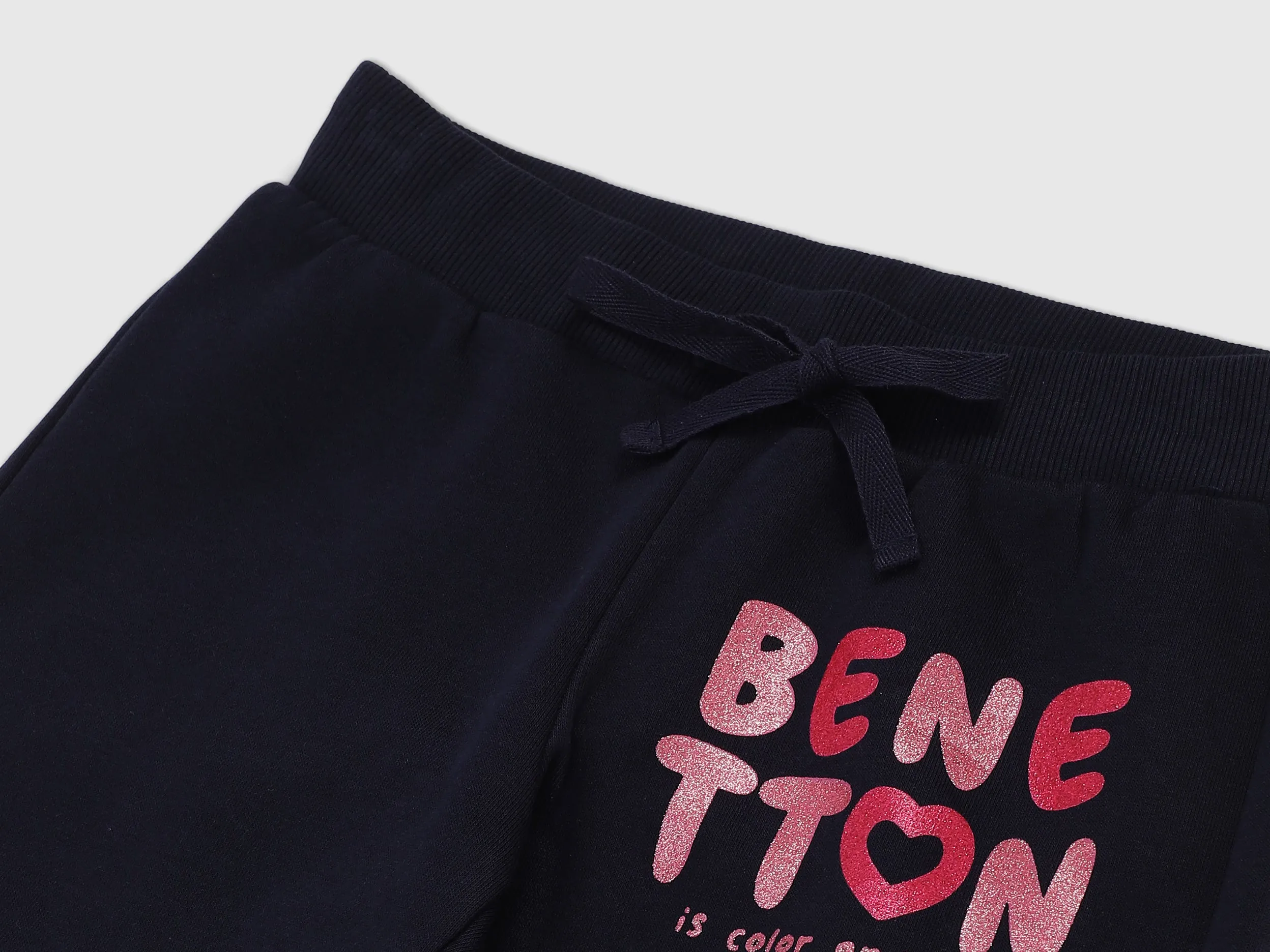 Girls Navy Knitted Logo Joggers