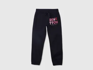 Girls Navy Knitted Logo Joggers