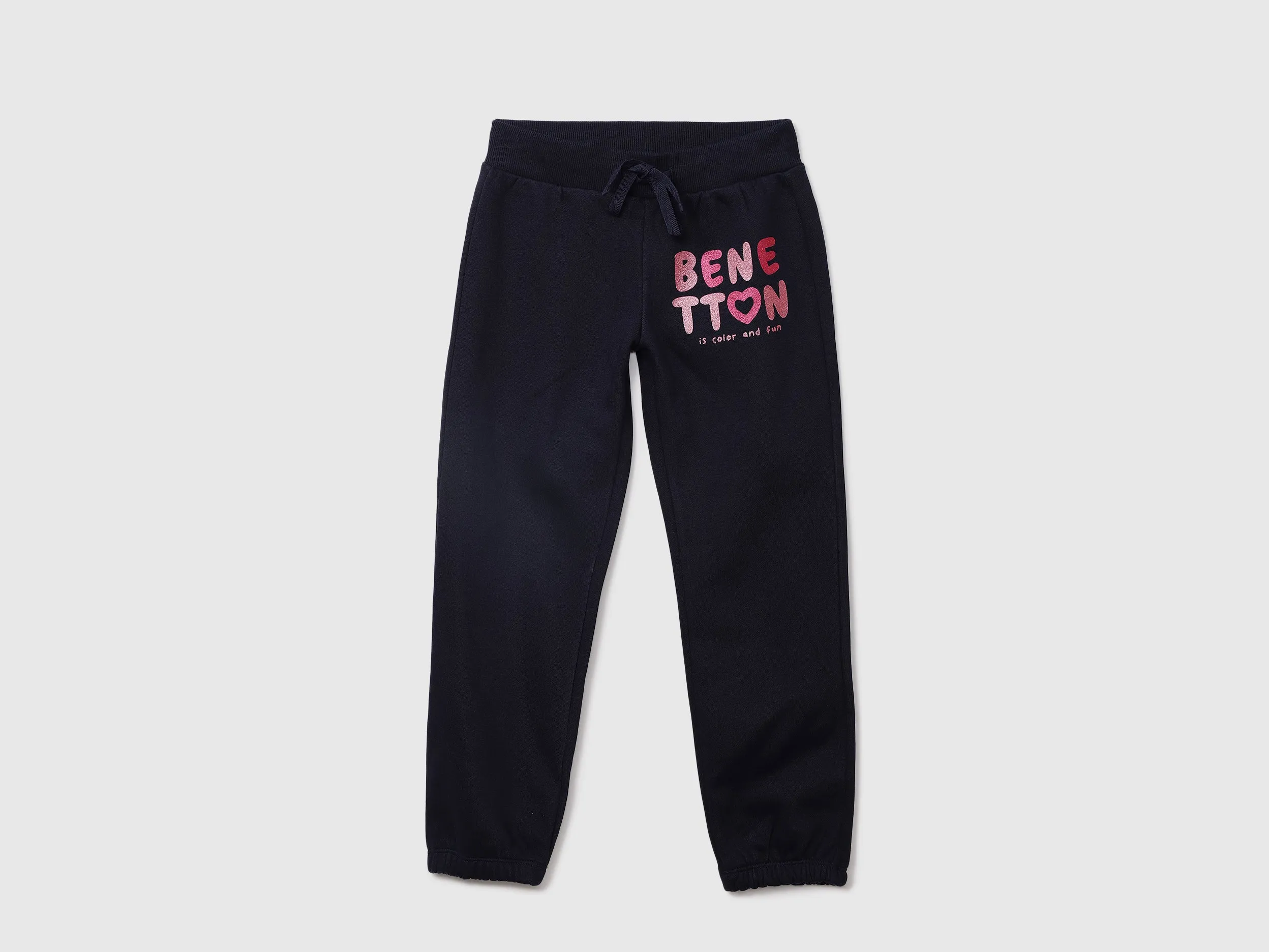 Girls Navy Knitted Logo Joggers