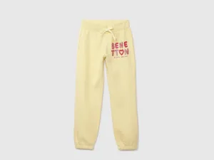 Girls Yellow Knitted Logo Joggers