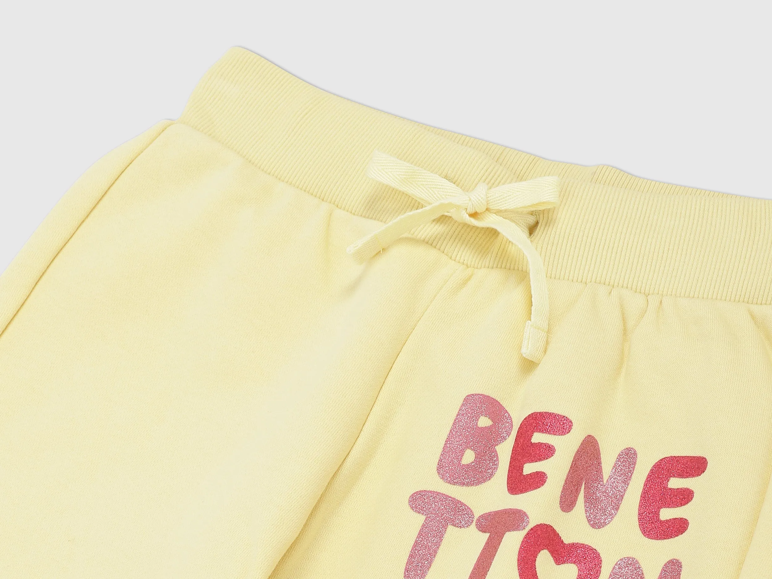 Girls Yellow Knitted Logo Joggers