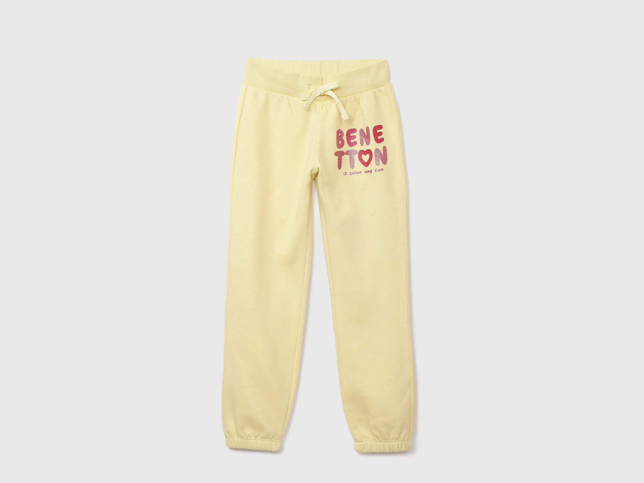 Girls Yellow Knitted Logo Joggers