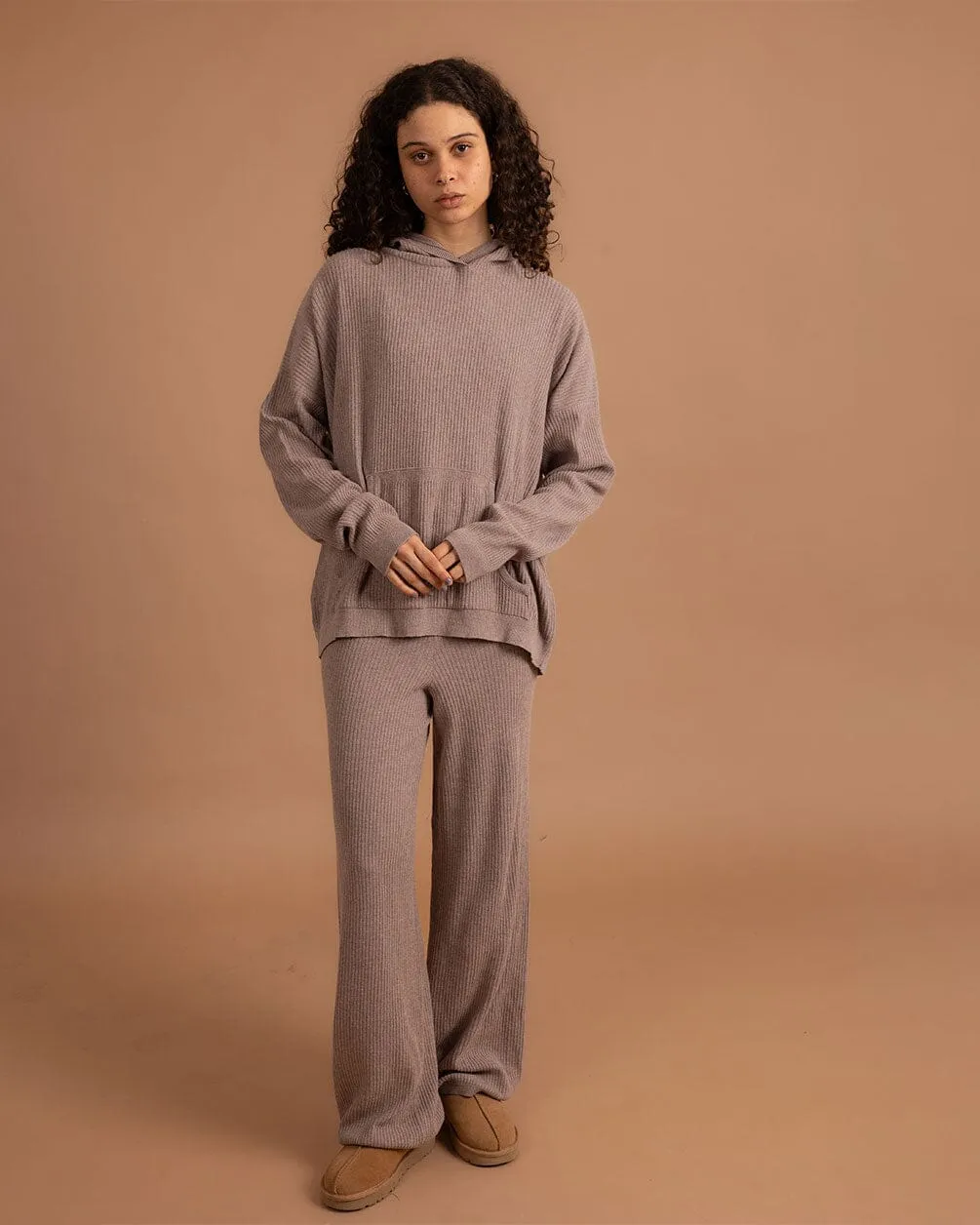 Greige Ribbed Knit Pullover