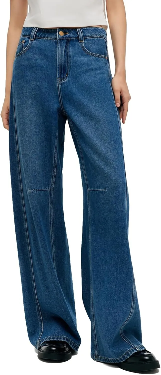 High Waisted Pants for Women Trendy Wide Leg Boyfriends Baggy Jeans y2k with Pockets