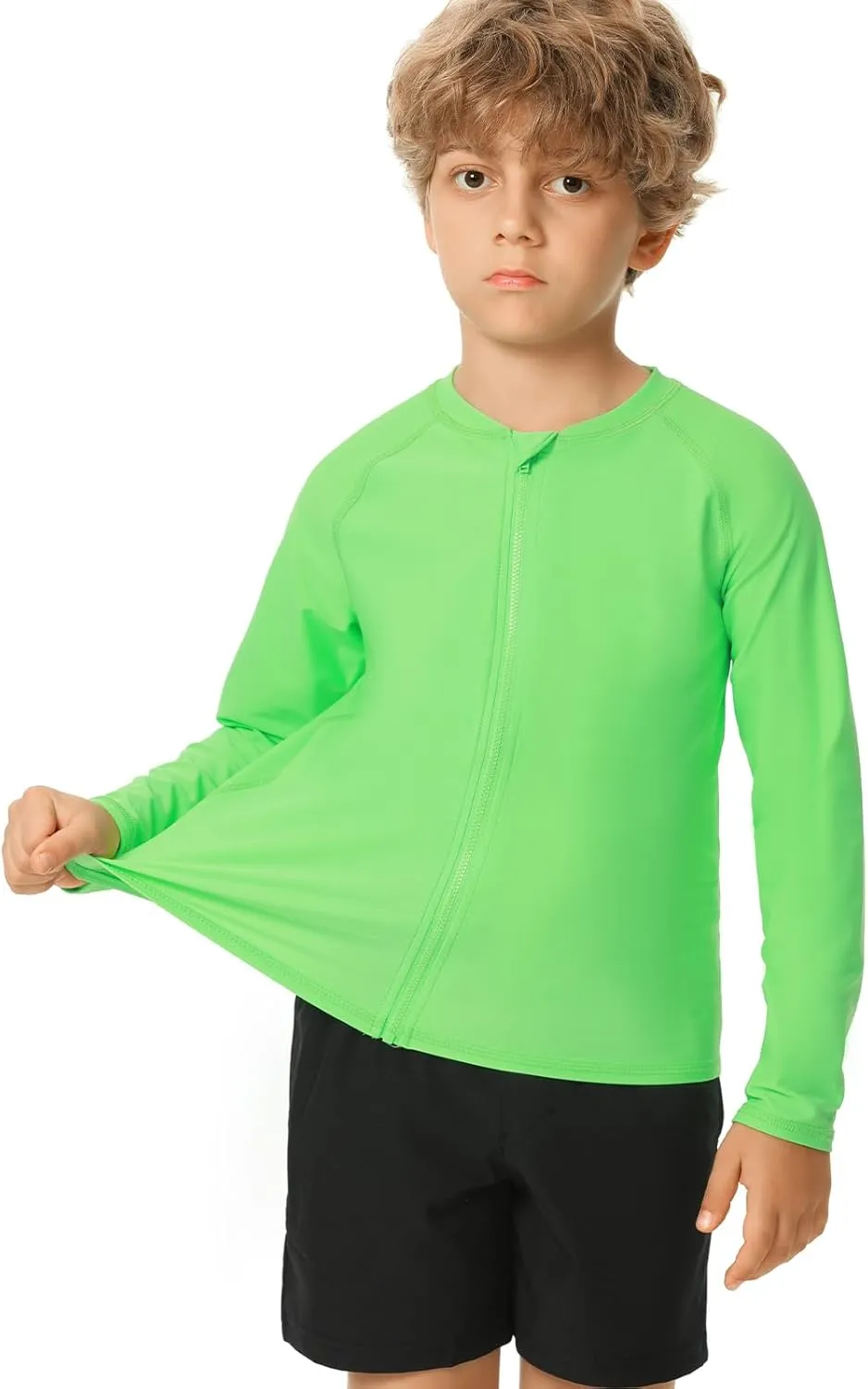 HODOSPORTS Boys UPF 50  Rash Guard Swim Shirts with Zipper Long Sleeve Quick Dry UV Protection Sun T-Shirts