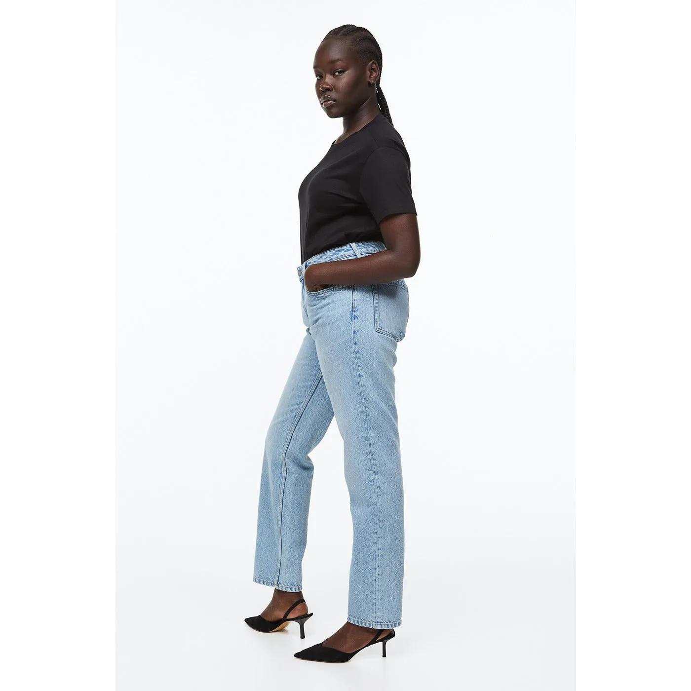 Light Blue Straight Leg Jeans