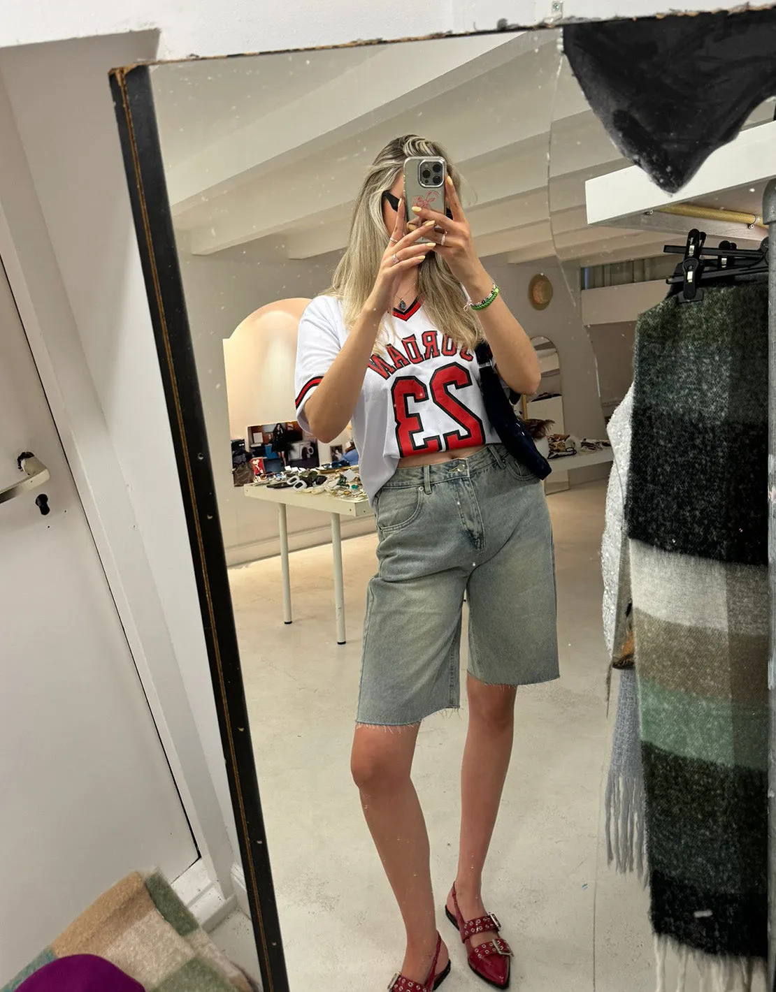 Long jeans shorts