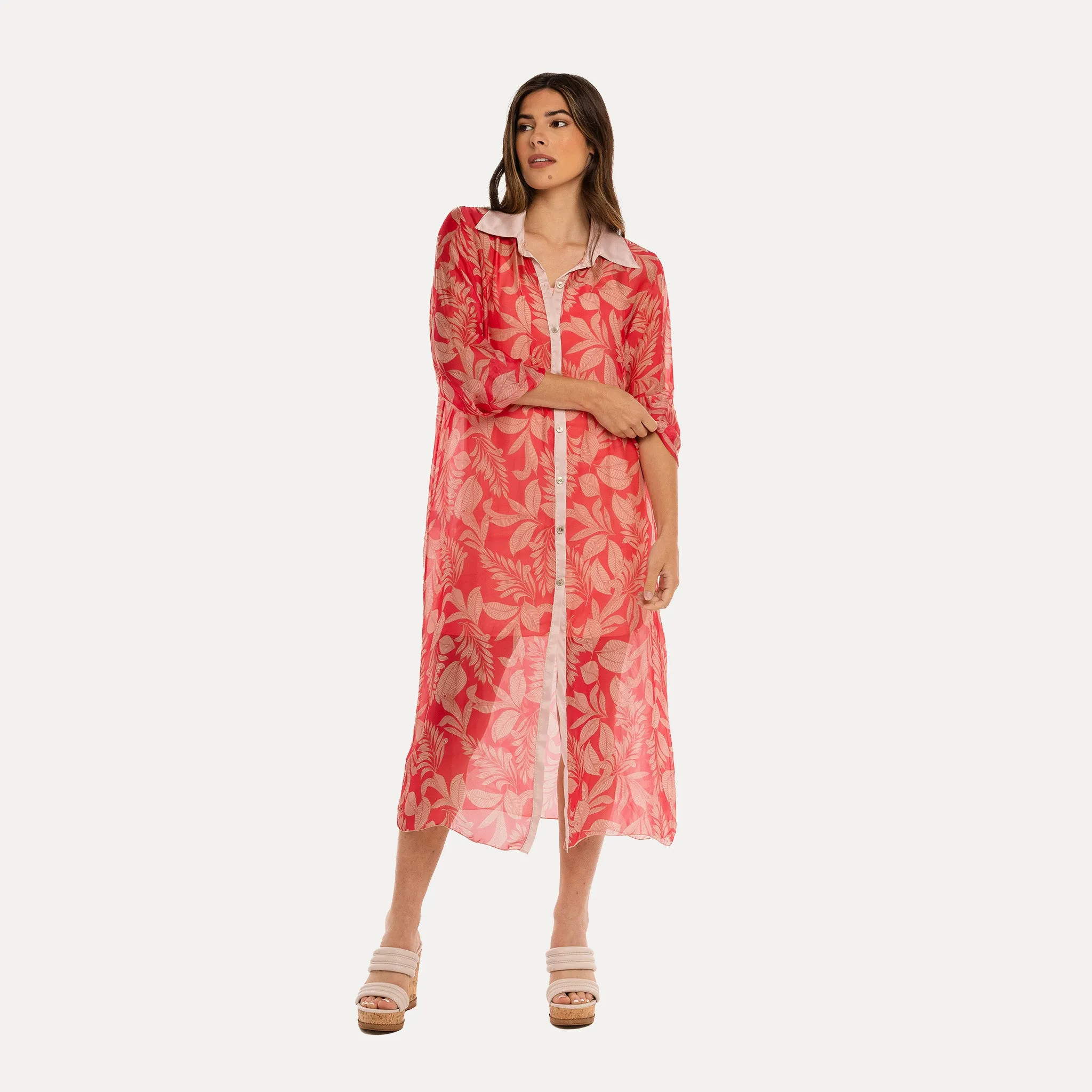M Made in Italy  Women's Woven and Knitted Long Sleeve Dress