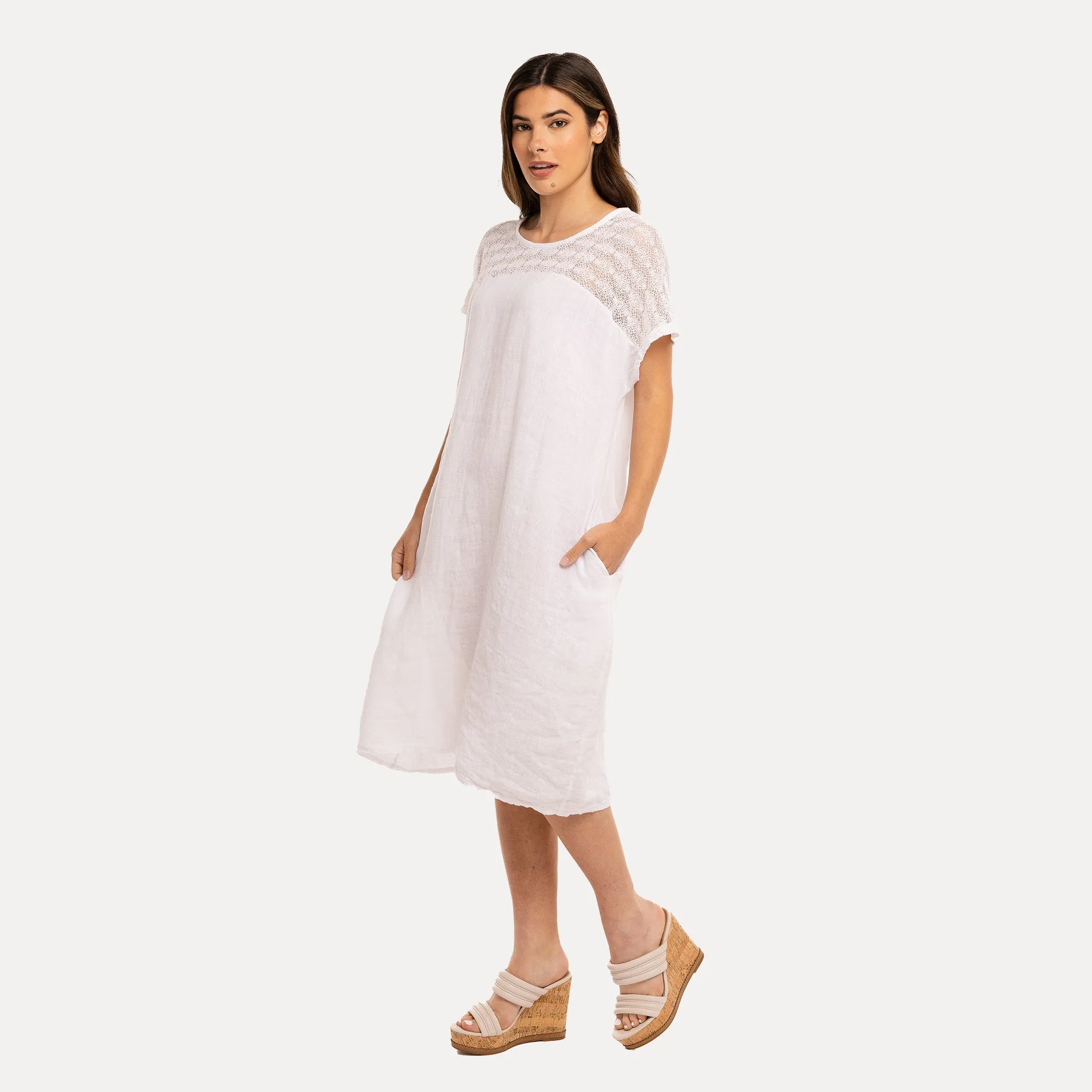 M Made in Italy  Women's Woven and Knitted Short Sleeve Dress