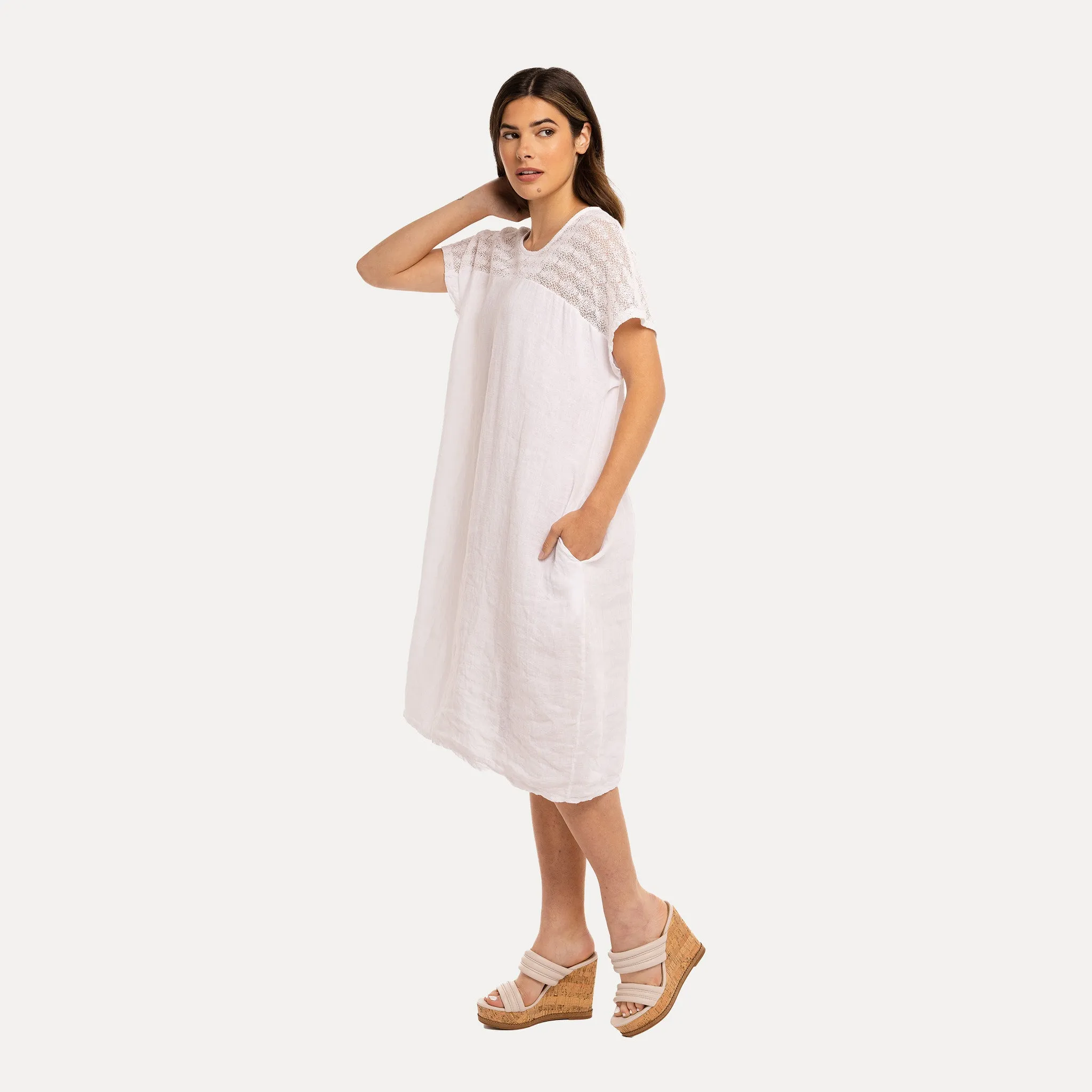 M Made in Italy  Women's Woven and Knitted Short Sleeve Dress