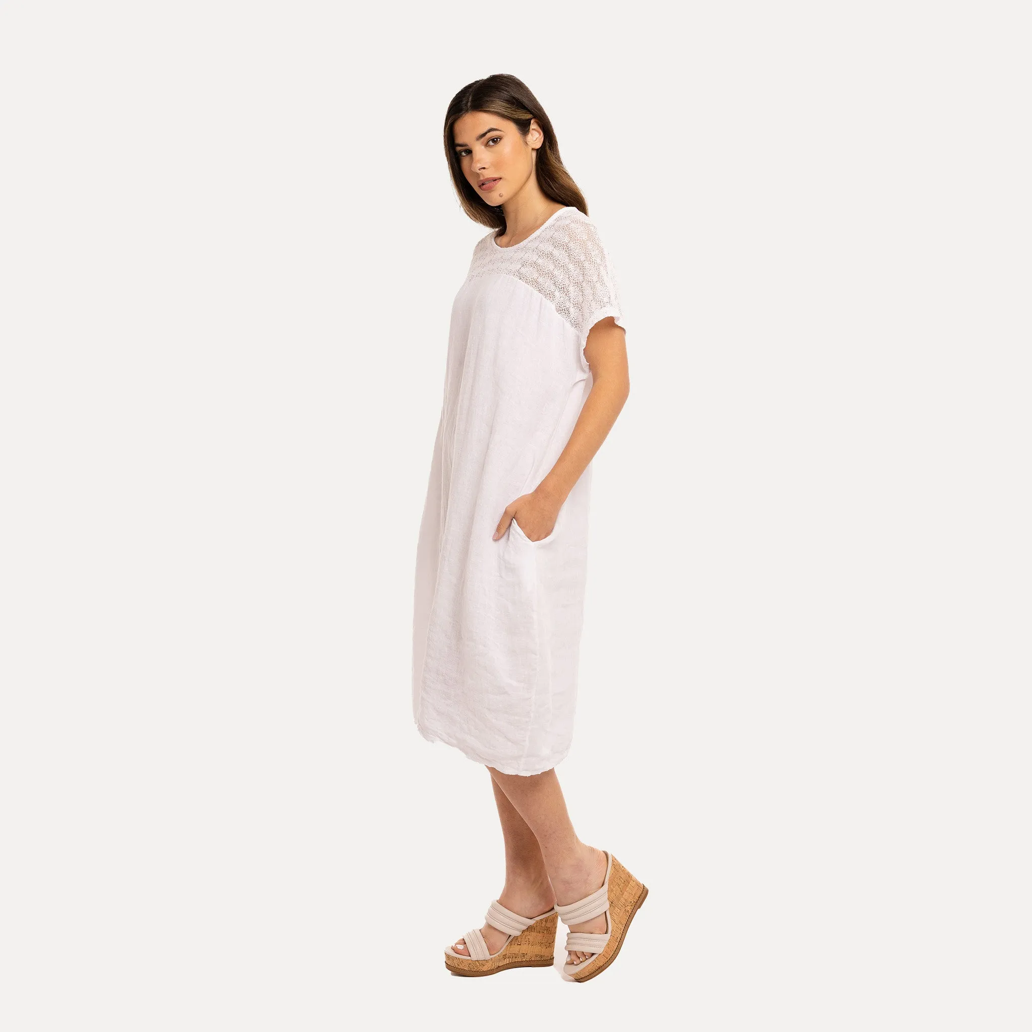 M Made in Italy  Women's Woven and Knitted Short Sleeve Dress