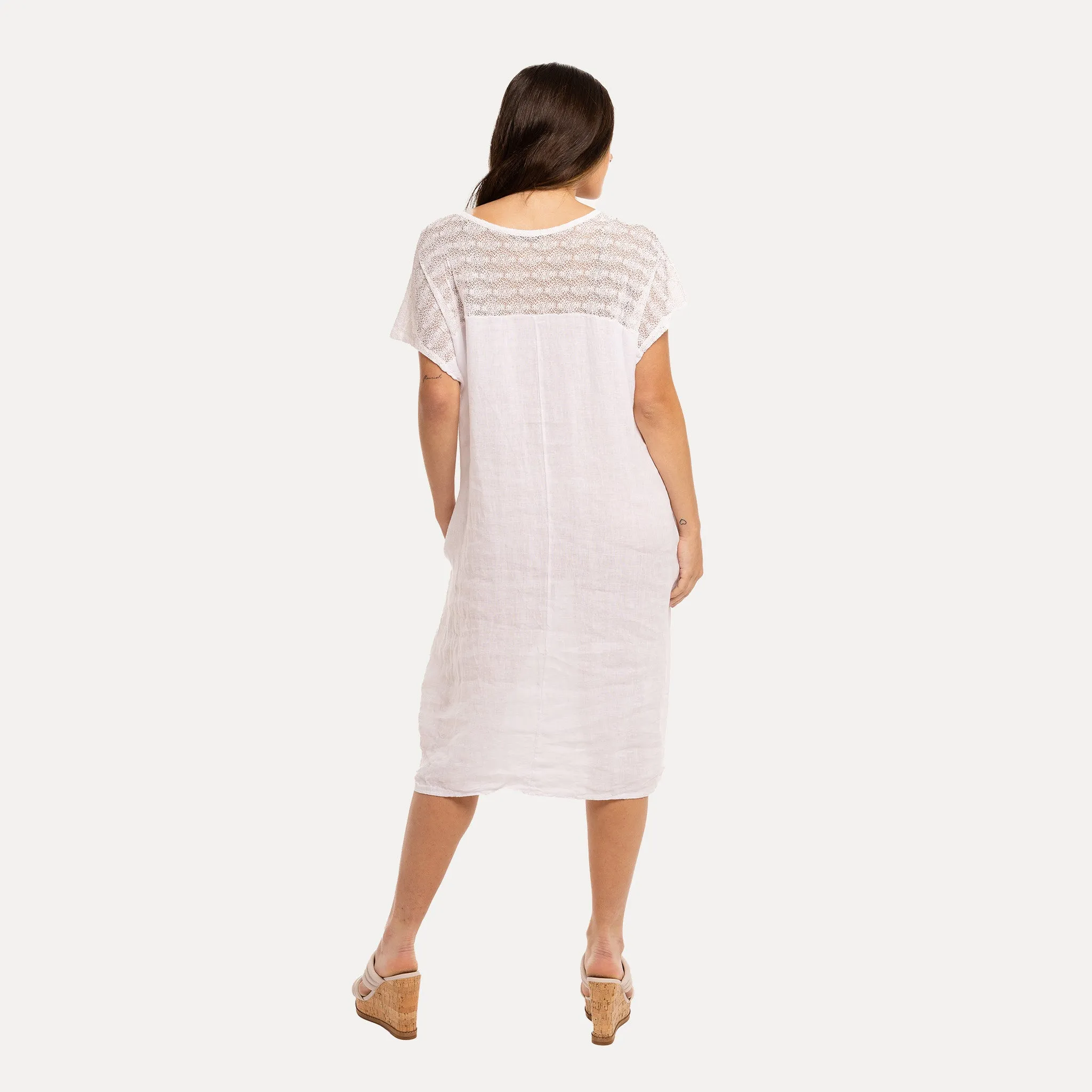 M Made in Italy  Women's Woven and Knitted Short Sleeve Dress