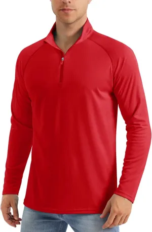 MAGCOMSEN Men's Long Sleeve Sun Shirts UPF 50  Tees 1/4 Zip Up Fishing Running Rash Guard T-Shirts Outdoor Shirt