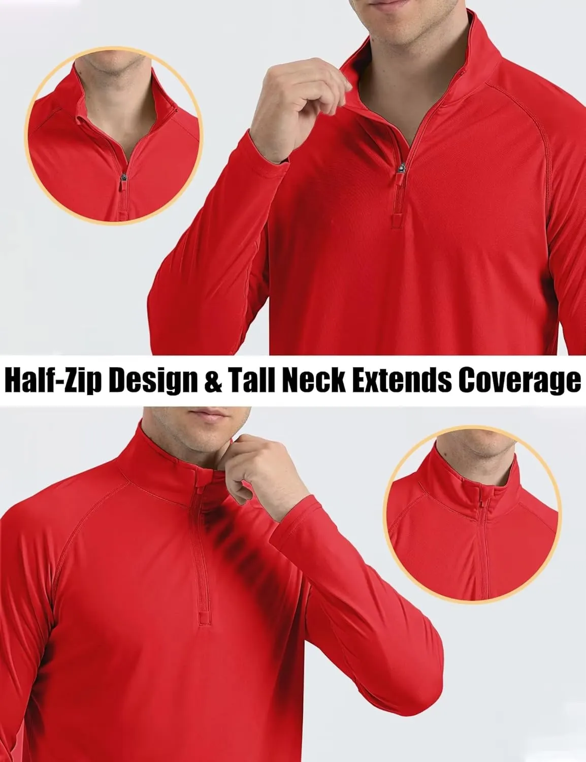 MAGCOMSEN Men's Long Sleeve Sun Shirts UPF 50  Tees 1/4 Zip Up Fishing Running Rash Guard T-Shirts Outdoor Shirt