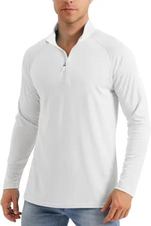 MAGCOMSEN Men's Long Sleeve Sun Shirts UPF 50  Tees 1/4 Zip Up Fishing Running Rash Guard T-Shirts Outdoor Shirt