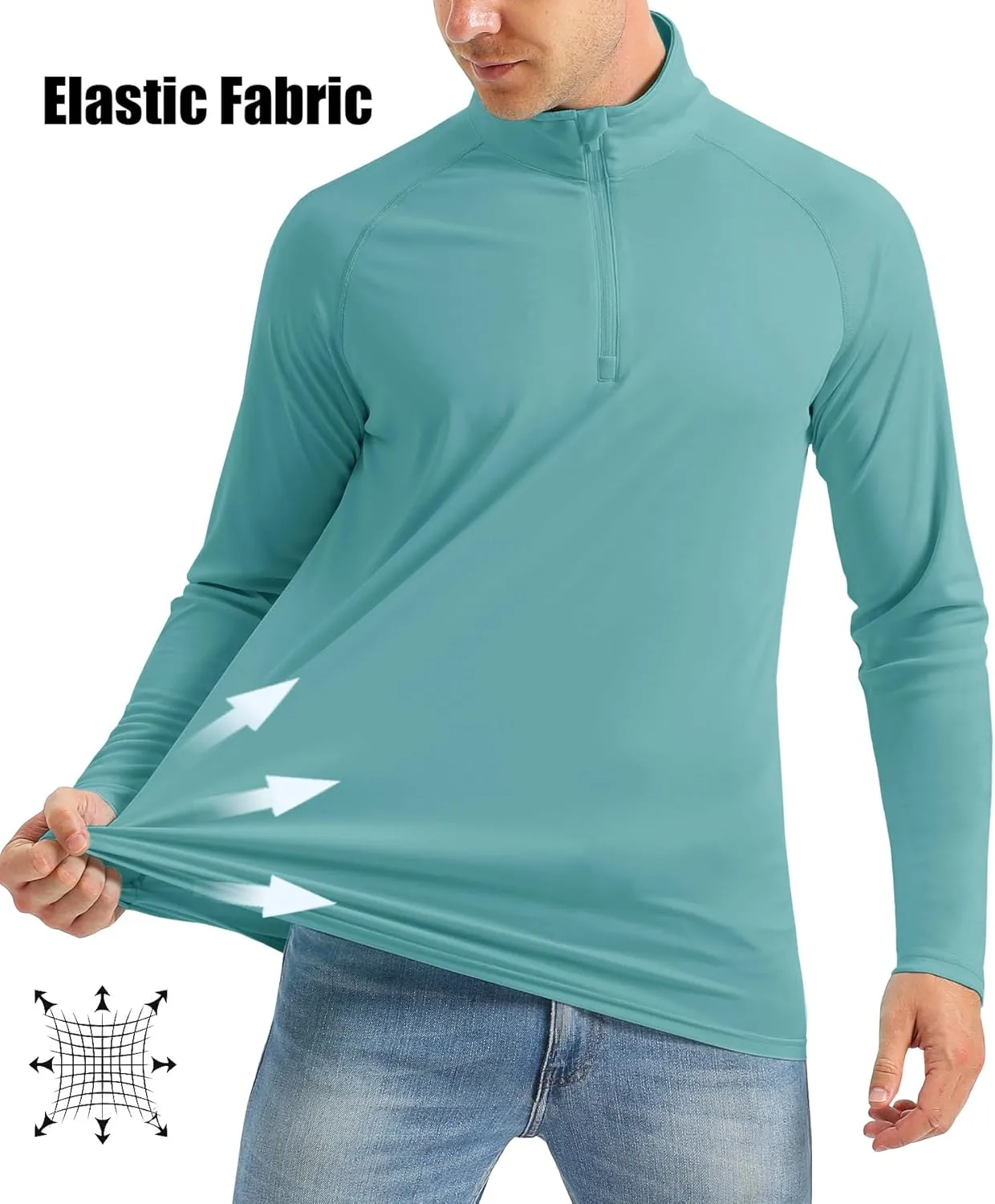 MAGCOMSEN Men's Long Sleeve Sun Shirts UPF 50  Tees 1/4 Zip Up Fishing Running Rash Guard T-Shirts Outdoor Shirt