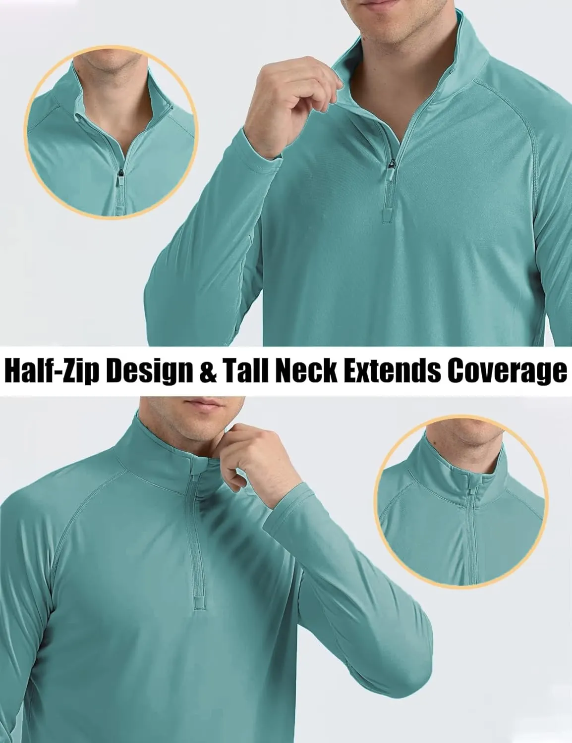 MAGCOMSEN Men's Long Sleeve Sun Shirts UPF 50  Tees 1/4 Zip Up Fishing Running Rash Guard T-Shirts Outdoor Shirt