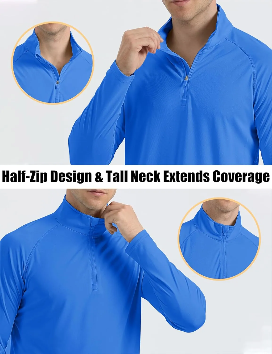 MAGCOMSEN Men's Long Sleeve Sun Shirts UPF 50  Tees 1/4 Zip Up Fishing Running Rash Guard T-Shirts Outdoor Shirt
