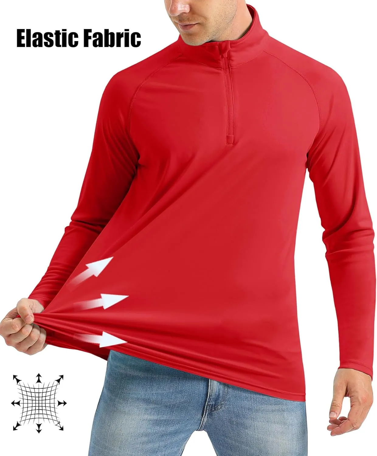 MAGCOMSEN Men's Long Sleeve Sun Shirts UPF 50  Tees 1/4 Zip Up Fishing Running Rash Guard T-Shirts Outdoor Shirt